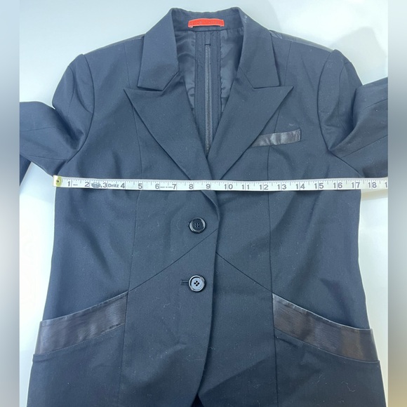 Alice & Olivia Black Leather Trim Blazer Jacket N236-14 - Picture 9 of 10